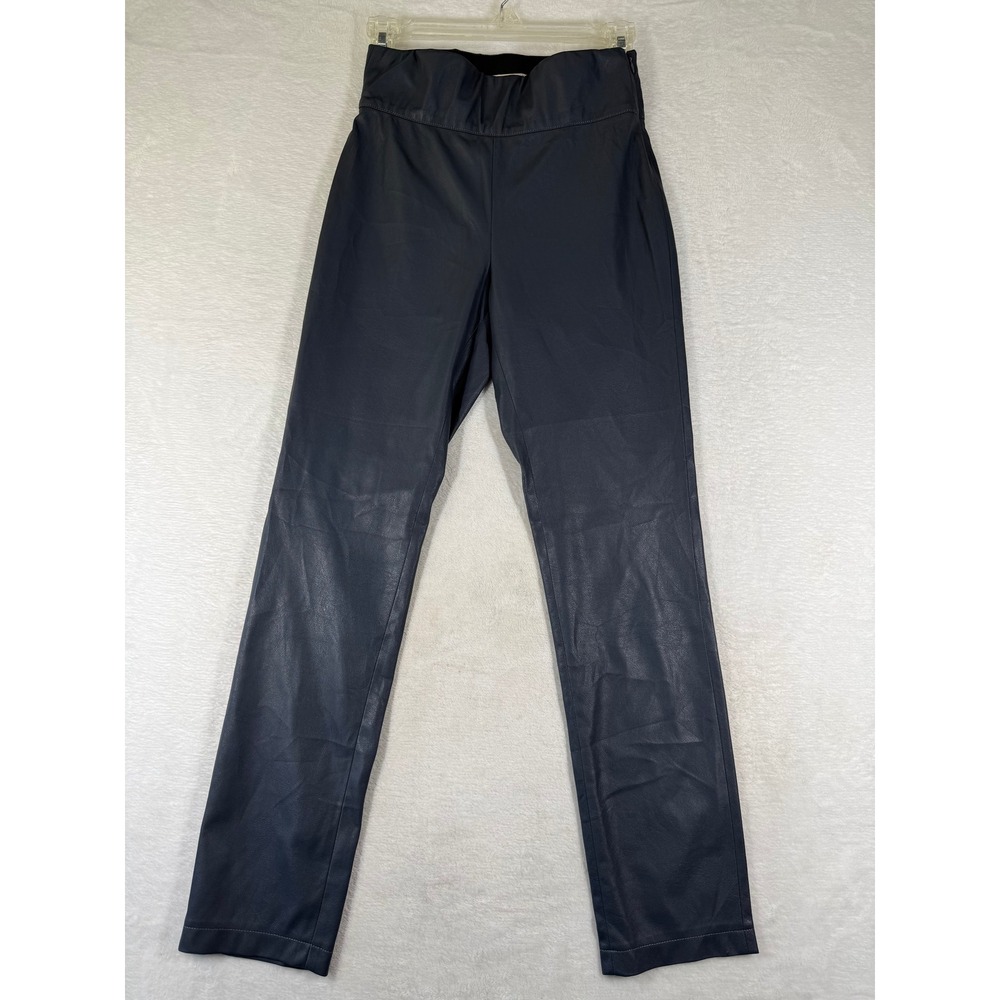 Brochu Walker Navy Blue Vegan Leather High Rise Slim Pants Tpu 3712 Womens Xs